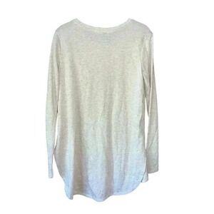 Casual Long Sleeve Curved Hem Top Lightweight Light Cream Loungewear‎